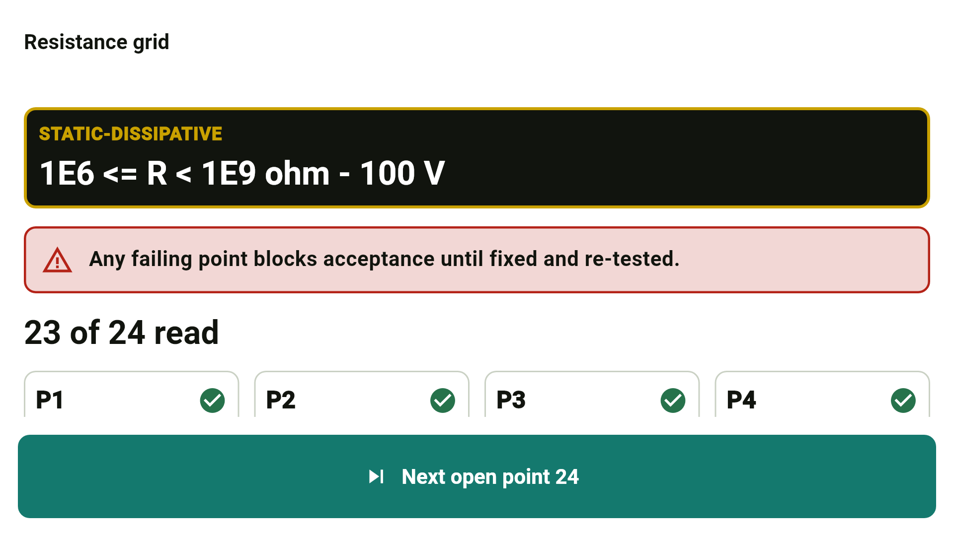 Landscape resistance grid with pass and fail tiles