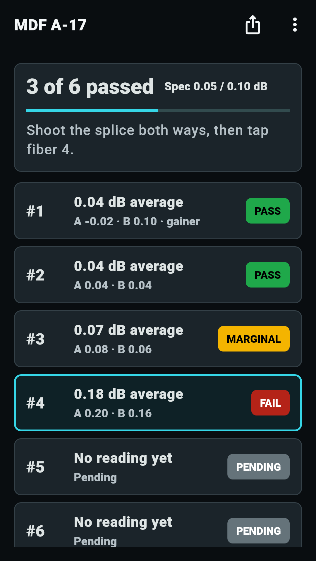 SpliceCoach DC tray ledger screen